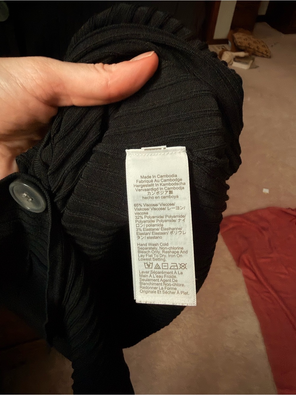 J. Crew Black Ribbed Button-Front Top - Picture 3 of 3